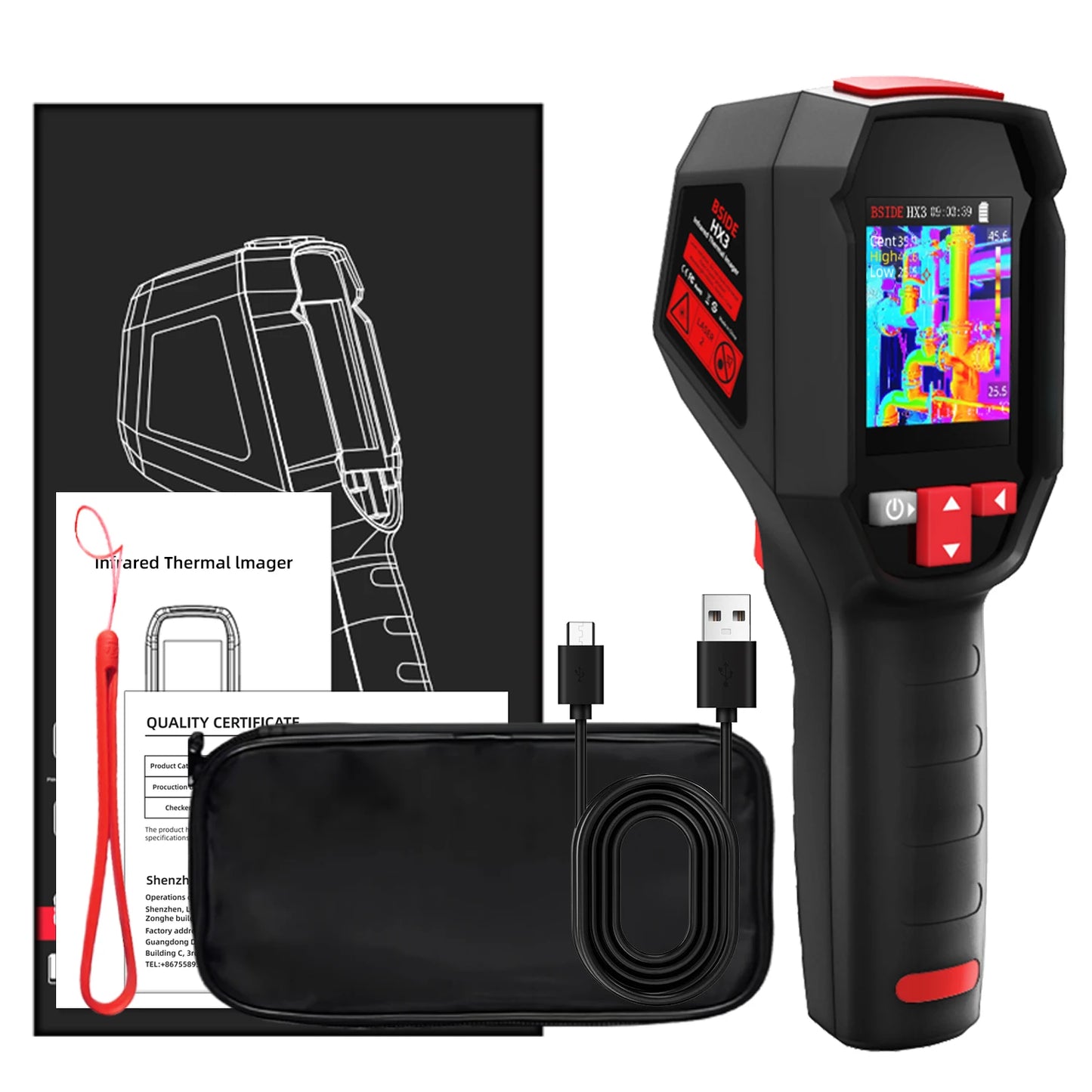 Thermometer New Smart Portable Thermal Imager 15 Color Palettes -20~550C 100×100IR Resolution PC Analysis Software Drop Resistant