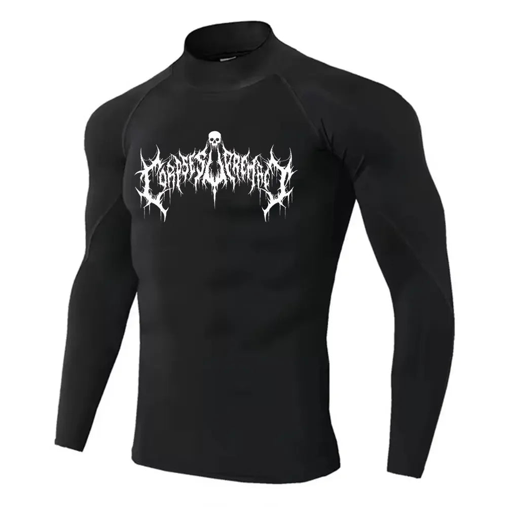 Men's Turtleneck Compression Shirt Quick Gym Fitness Dry Rash Guard Hight Neck Muscle Athletic Bodybuilding Shirts Summer