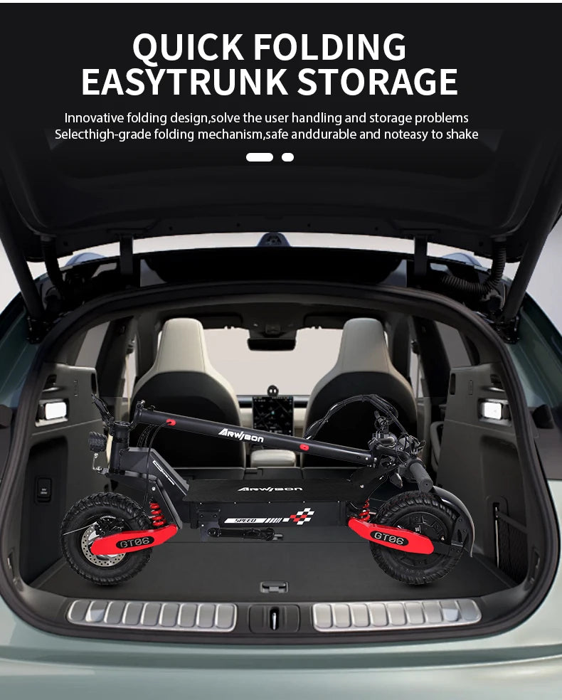 Arwibon GT06 1200W Foldable E-Scooter for Adults -Max Speed 25MPH, 48V 13AH/23.4AH, 11"Off-Road Tires | US Stock, Factory Direct