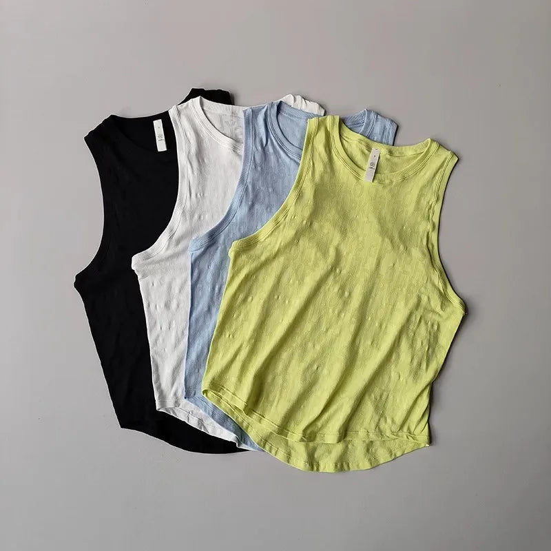 Women's Sports Vest Thin Loose Printed Yoga Clothing Sleeveless Running Blouse Yoga Vest Shirt Gym Tops