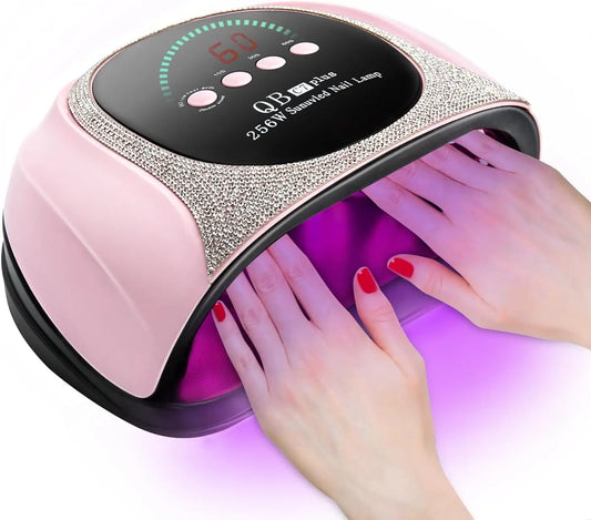 UV LED Nail Dryer 256W Quick Dry for Gel Nails, Portable Manicure Lamp with Auto Sensor & 4 Timers
