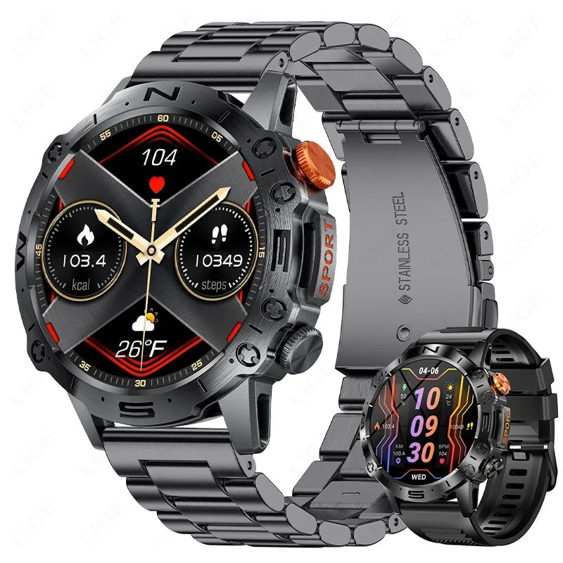 LIGE 2024 New Bluetooth Call Smart Watch Men 1.43 Inch AMOLED HD Screen Al Voice Waterproof Sports Smart Watch Men Reloj Hombre