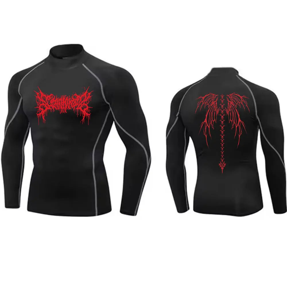 Men's Turtleneck Compression Shirt Quick Gym Fitness Dry Rash Guard Hight Neck Muscle Athletic Bodybuilding Shirts Summer