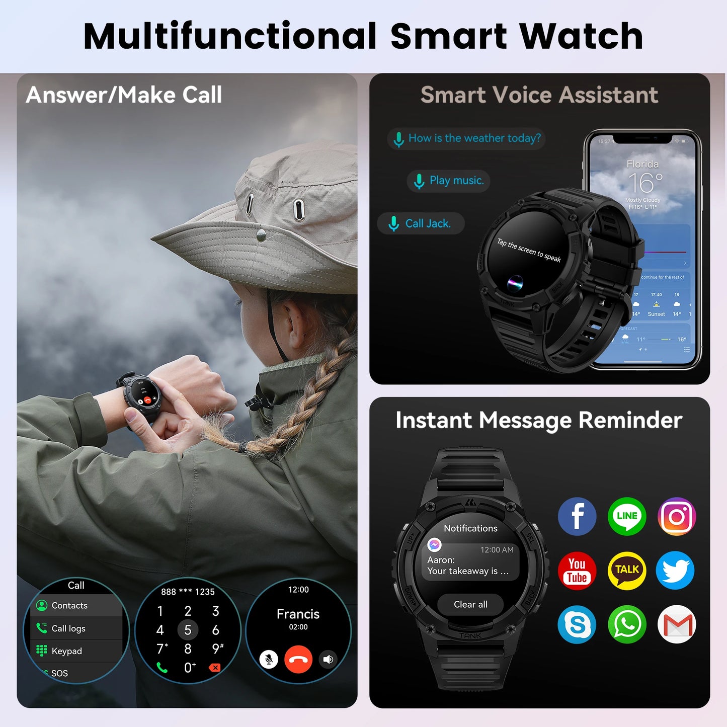 2025 KOSPET TANK S2 GPS Smart Watch For Women Altimeter Compass Barometer Bluetooth Call AMOLED IP69K Waterproof Smartwatch