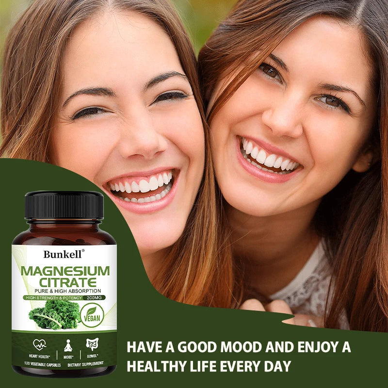 Magnesium Citrate Supplement - Supports Heart, Cardiovascular, Immune Health, Energy Metabolism, Gut Digestion