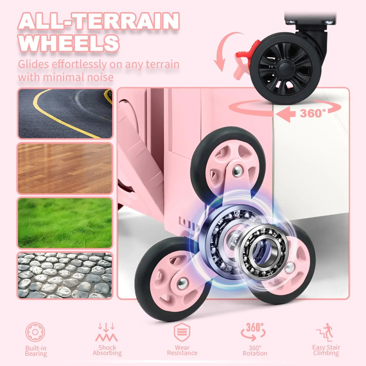 SELORSS Folding Shopping Cart Camping Trolley Vegetable Basket Trolley with Stair Climbing Wheels Large Capacity Utility Cart