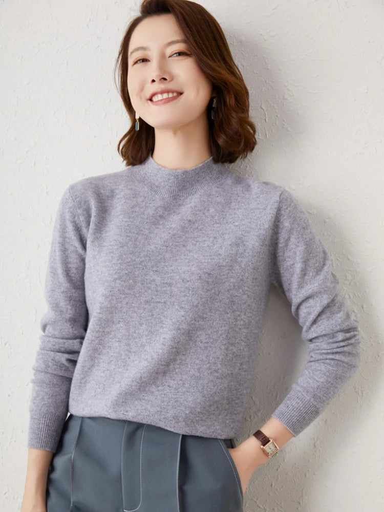 Women's Turtleneck Loose Fit Solid Color Base Layer Pullovers 2025 Long Sleeve Autumn Winter Knitted Sweater Thick Warm Jumpers