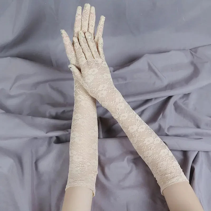 Fashion Lace Sexy Gloves Women Grace Thin Breathable Sun Protection Driving Club Party Prom Dancing Dress Glove Long Sleeve G111