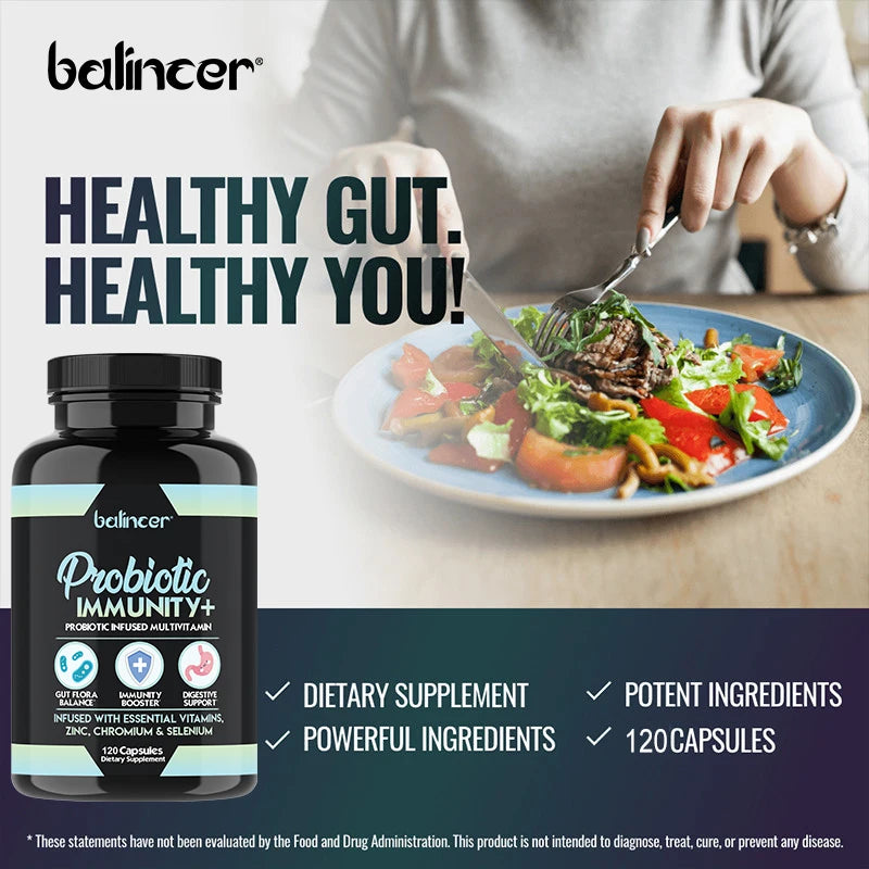 Probiotic Immune Supplement, Multivitamin, Probiotic Infused Multivitamin - Gut Flora Balance & Digestive Health, 120 Capsules