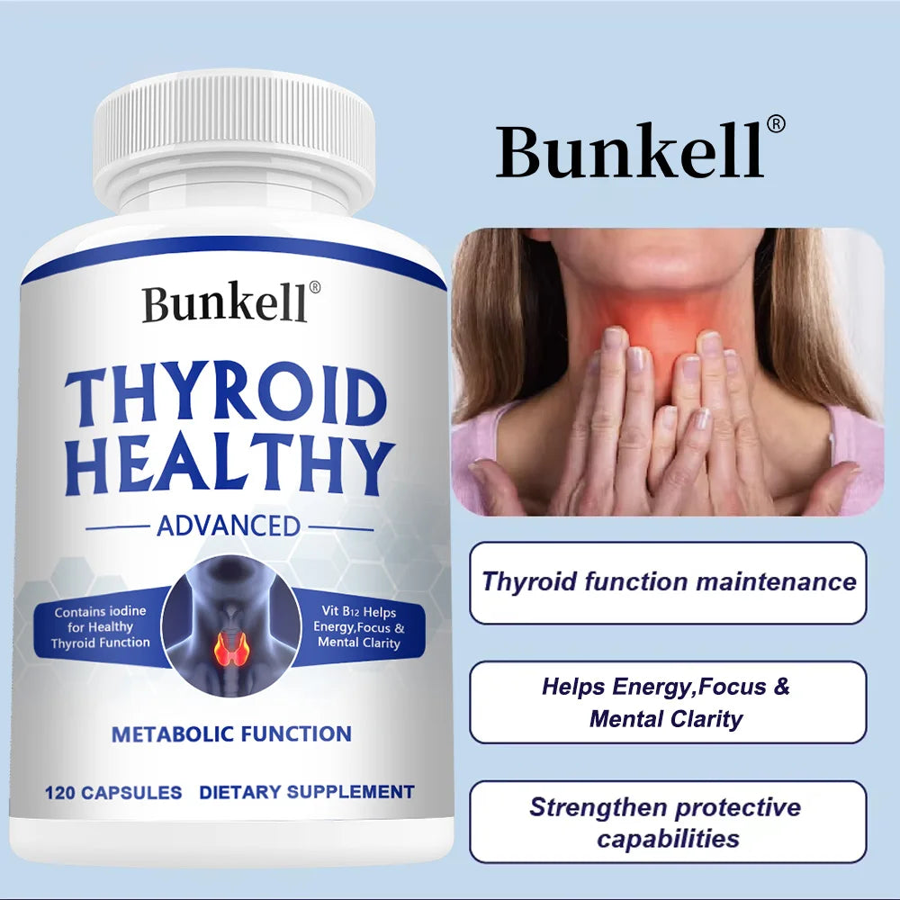 Bunkell Thyroid Support Capsules - Helps with Energy, Focus & Clarity, Boosts Metabolism, Energy Levels & Thyroid Health