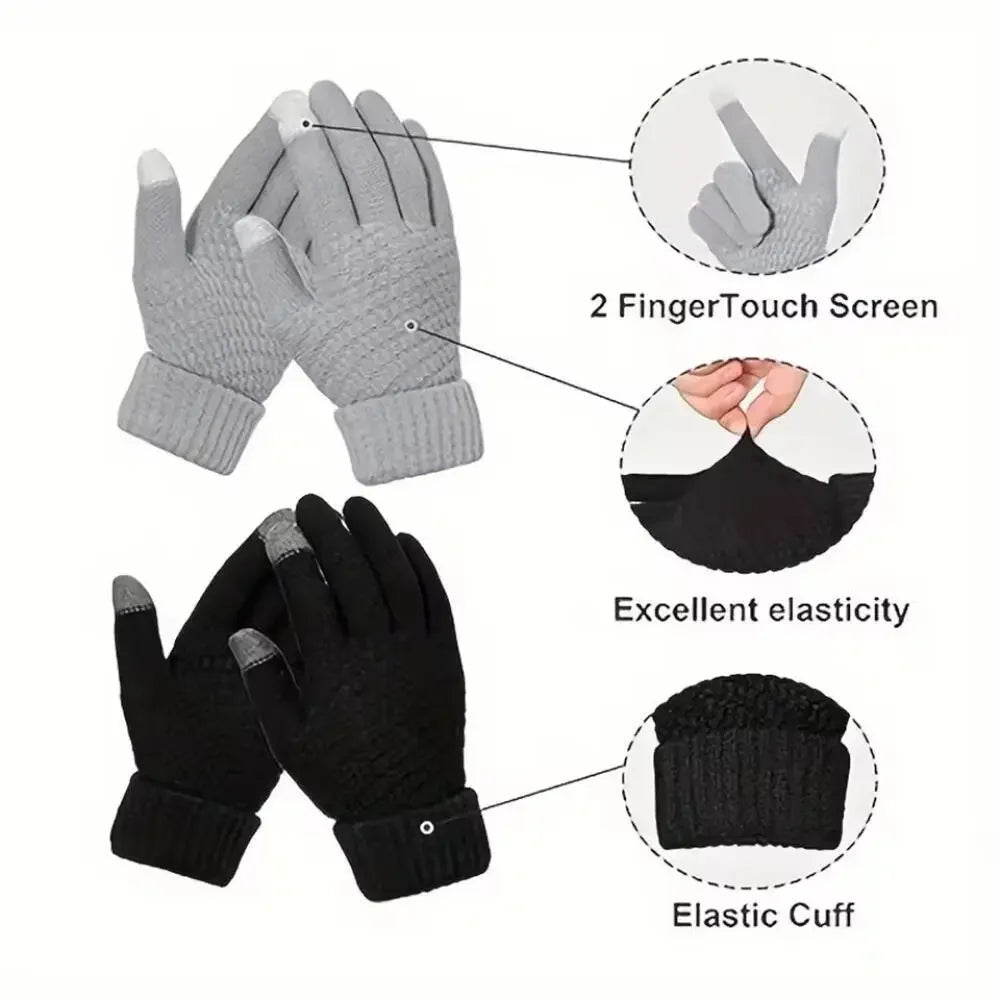 1 Pair Cycling Touch Screen Gloves Female Winter Cute Student Cycling Warm And Cold Korean Version Thick Winter Cotton Gloves