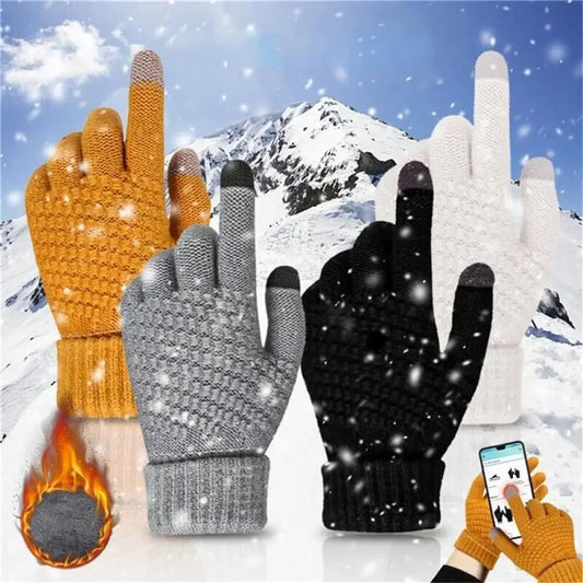 1 Pair Cycling Touch Screen Gloves Female Winter Cute Student Cycling Warm And Cold Korean Version Thick Winter Cotton Gloves