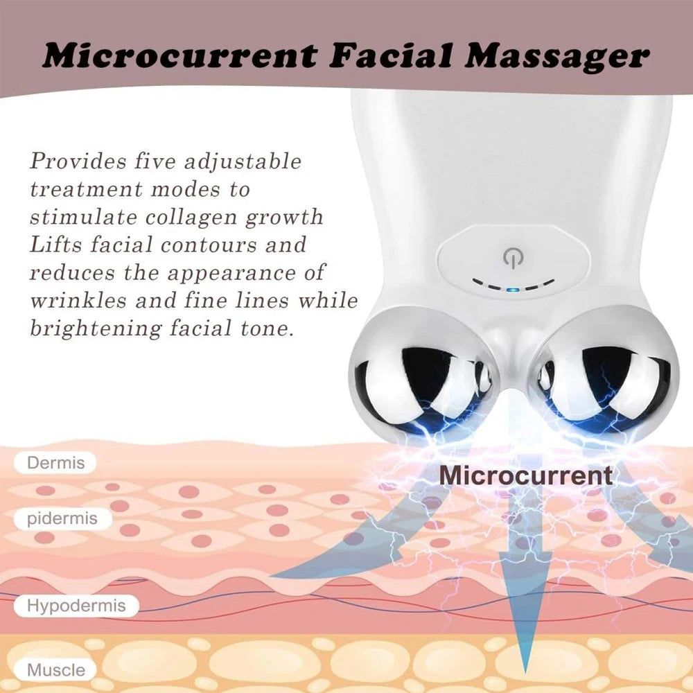 Microcurrent Facial Massager Roller Anti Wrinkles EMS Face Lift Skin Tightening Machine Face Firming Slimming Skin Care 2028