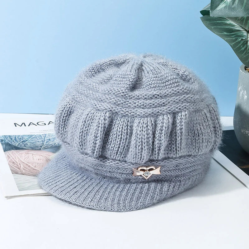 Windproof Pumpkin Beret Hat Woman Knitted Knitted Hat Fashion Ear Guard Keep Warm Peaked Cap