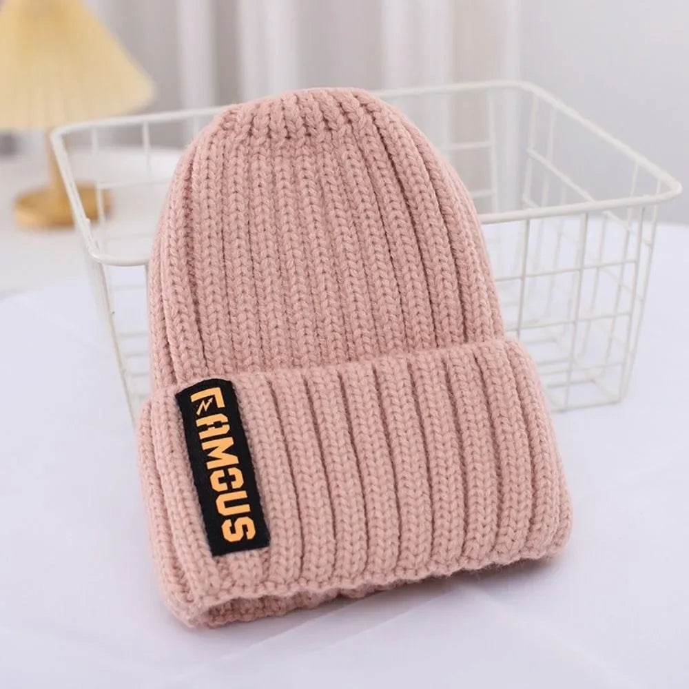 New Long Label Knit Beanie Solid Color Sun Protection Winter Hat Crochet Design Soft Warm Cap Winter Season
