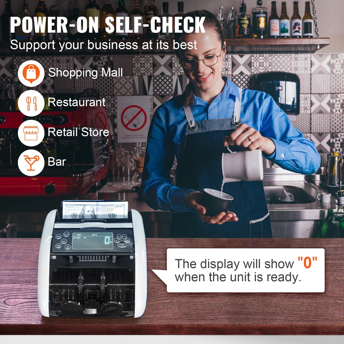 SucceBuy 1000 Pcs/Min Money Counter Business Cash Register Bill Counterfeit Bill Detector by UV/MG/IR/DD Function for Bank Store