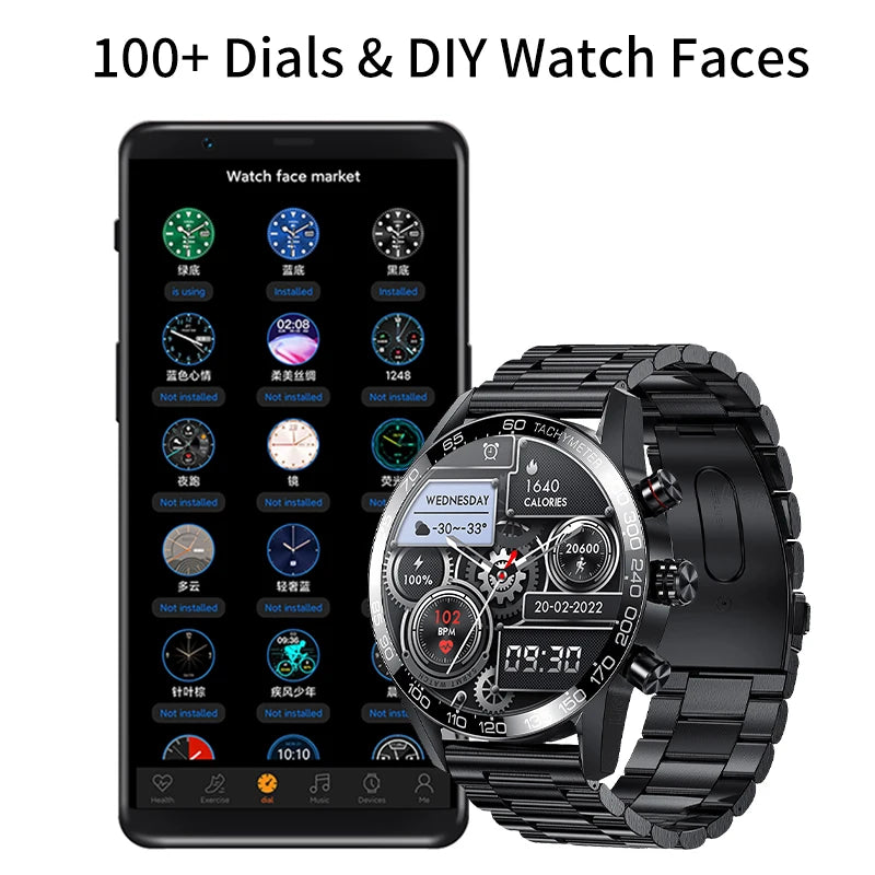 LIGE 2024 New Outdoor Bluetooth Call Smart Watch Men 1.32 inch AMOLED Full Touch Fitness Bracelet Waterproof Smartwatch Men