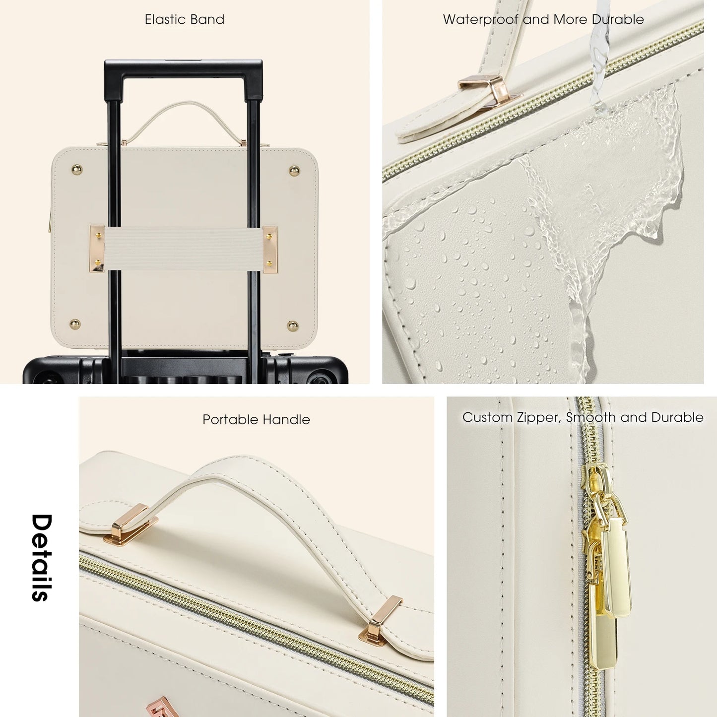 Leather Makeup Case with LED Lighted Mirror Travel Makeup Bag Cosmetic Organizer Artist Storage Bag with Dividers Brush Holder