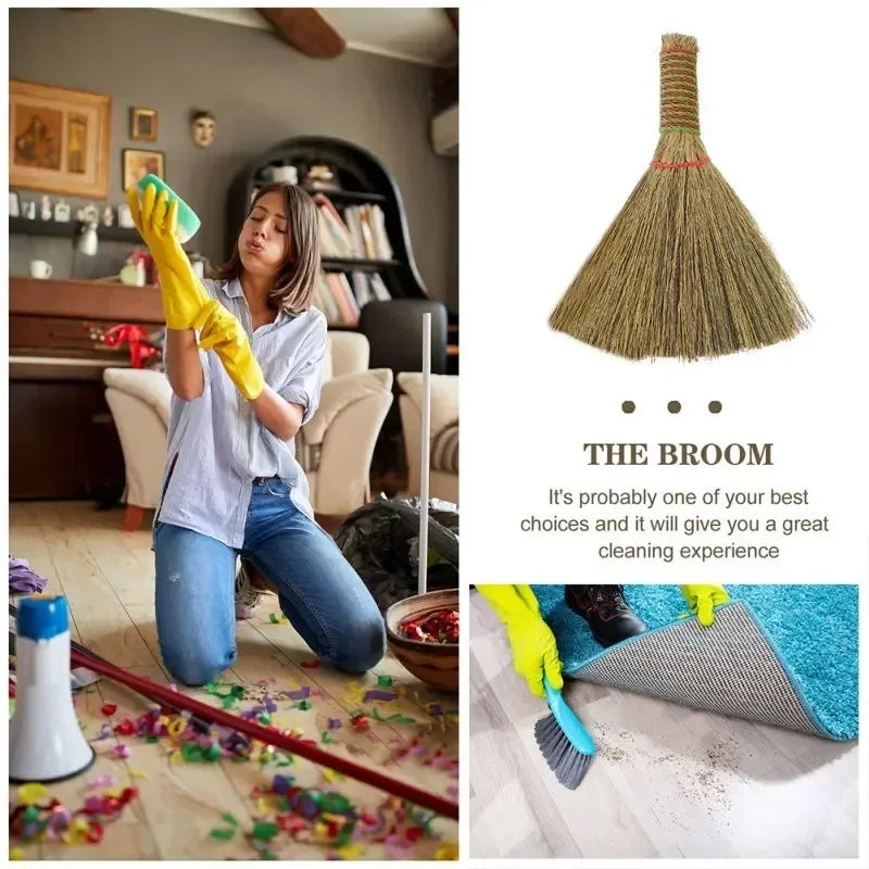 Straw Woven Broom Desk Broom Brush Rice Noodles Fireplace Broom Rice Noodles Fireplace Broom Household Cleaning Dust  Removal
