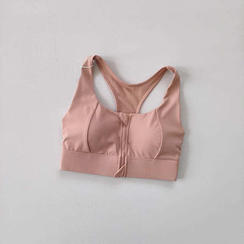 High Impact Sports Bra Top Wear Adjustable Front Zipper Sports Underwear Shockproof Running Vest Yoga Bra Fitness Gym Brassiere
