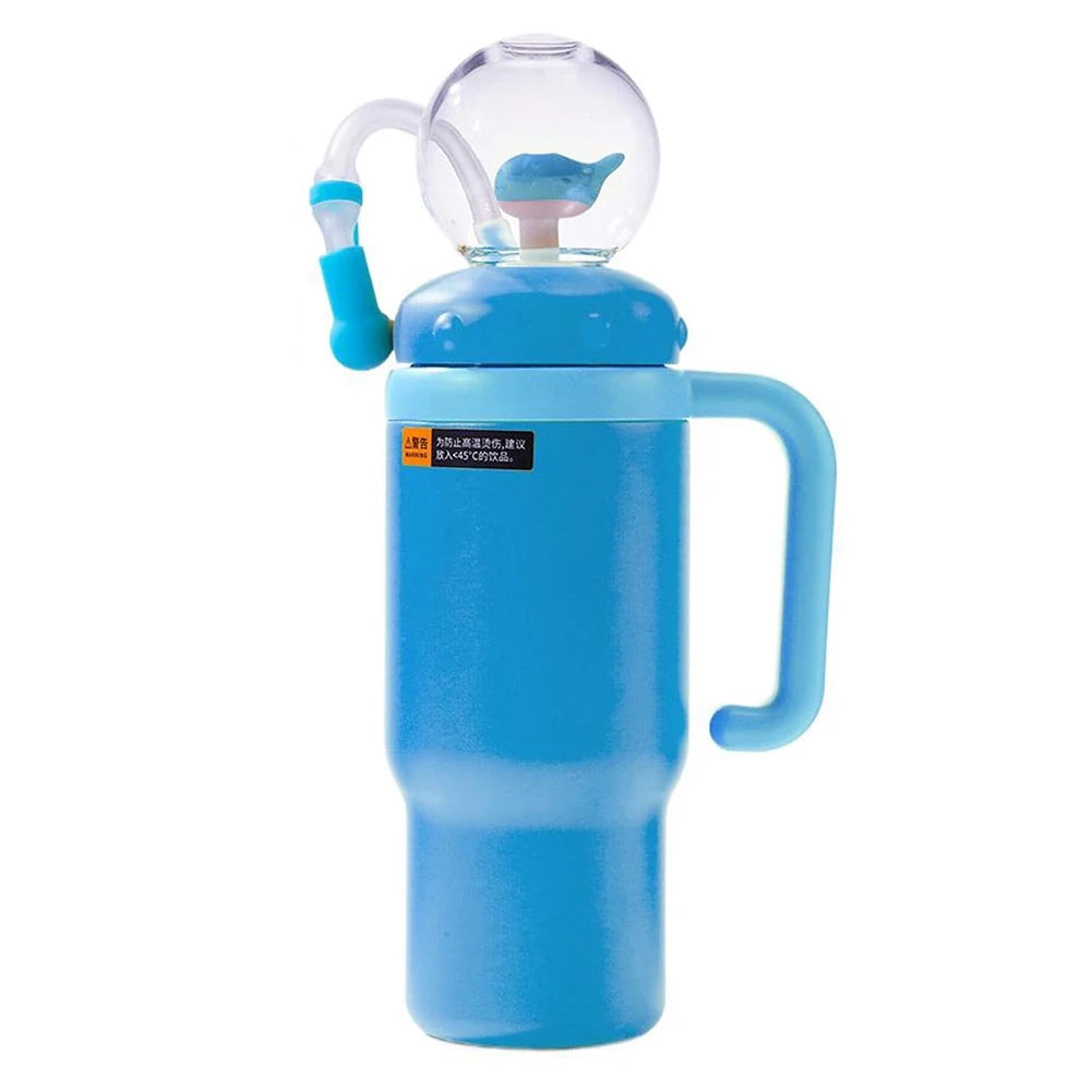 24oz Stainless Steel Whale Fountain Tumbler with Handle Whale Water Cups for Kids