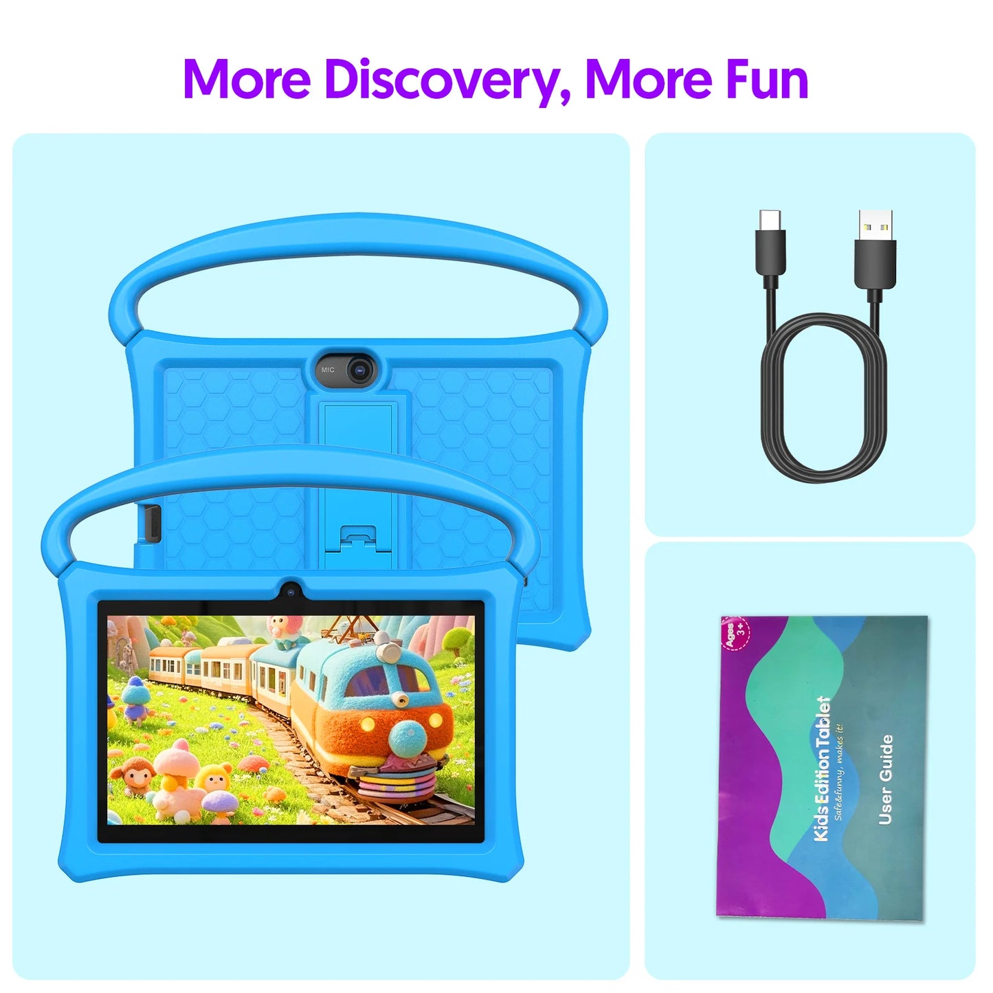 Android 13 tablet, 7-inch children's tablet, quad-core processor, 4GB (2G+2G-memory expansion) RAM+32GB ROM, with parental contr