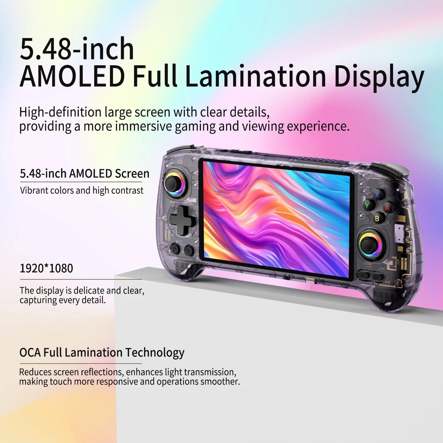ANBERNIC RG557 Retro Handheld Game Console 5.48 Inch AMOLED Screen Handheld Emulator Android 14 System Dimensity 8300 Processor