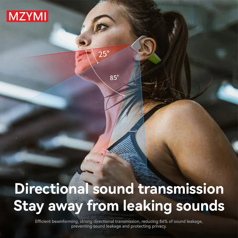 MZYMI Bone Conduction Sport Headphones I18PRO Neckband Bluetooth 5.3 Earphones Hifi Sound Running Wireless Headset TWS Earbuds
