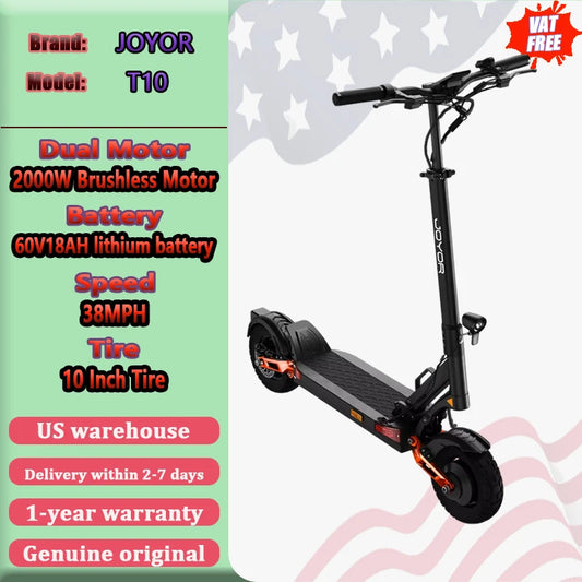 JOYOR T10 Electric Scooter 2000W Dual Motor 60V18AH Battery Off road EScooter Adult Commuter Travel E-Scooter 1 year warranty