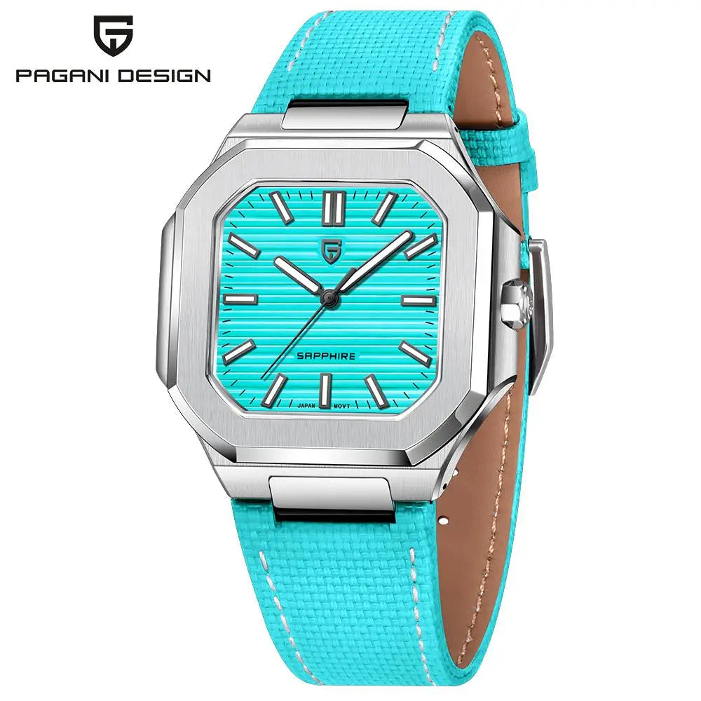 Retro Square PDYS019 PAGANI DESIGN Men's Quartz Wristwatches TMI VH31 37MM 10Bar Waterproof 316L Luxury Stainless Steel Sapphire